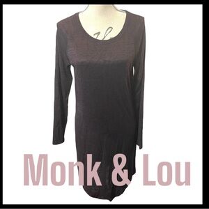Monk & Lou Variegated Purple Black Long Sleeve Lightweight Sweater Dress (M)